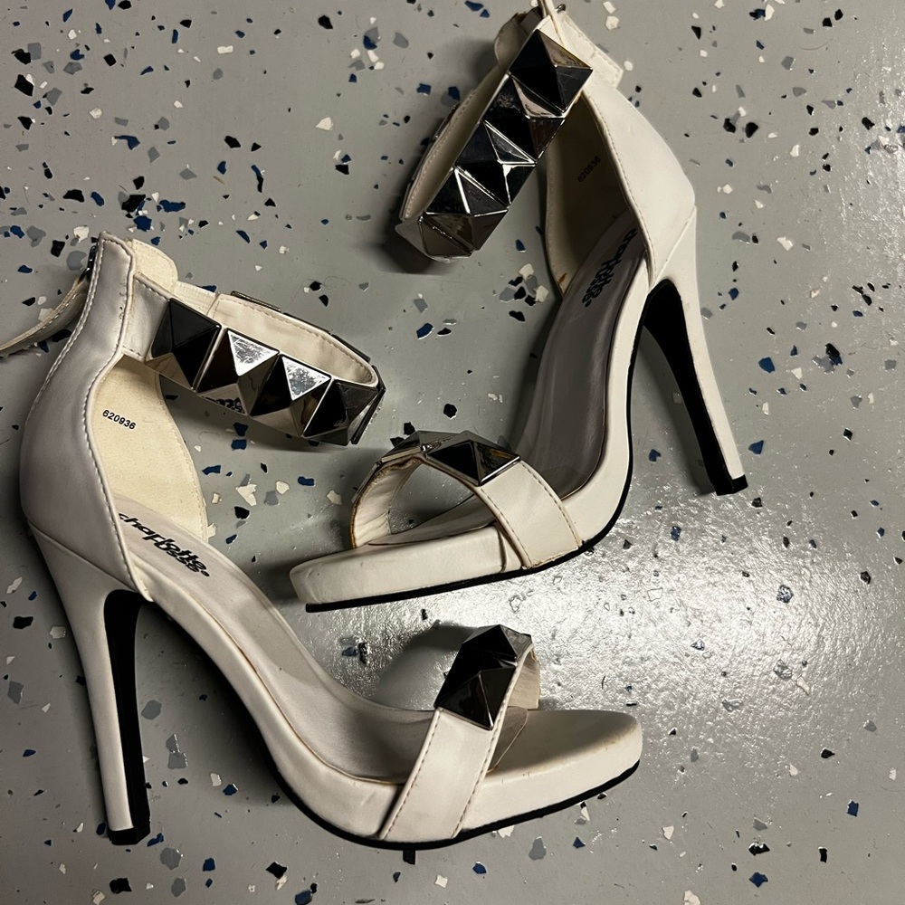Charlotte Russe White and Silver Stiletto Heels